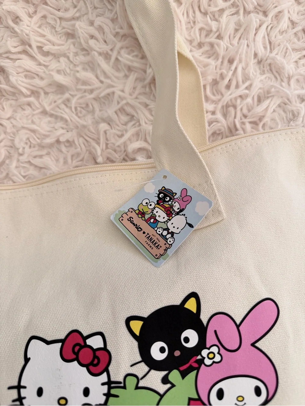 SANRIO Hello Kitty and Friends Cream Canvas Tote with Zip Closure (NWT)